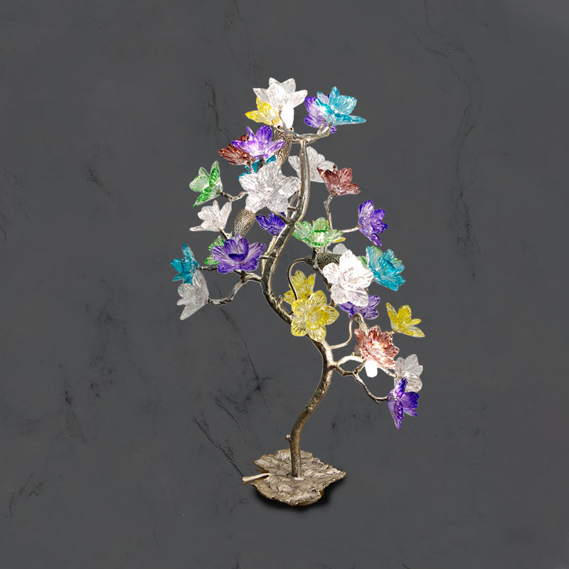 Crystal Glass Flower Maple 4-Light Table Lamp