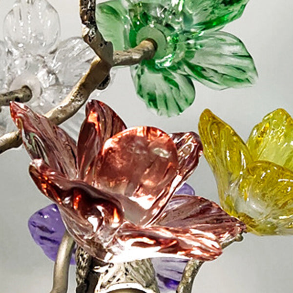 Crystal Glass Flower Maple 4-Light Table Lamp