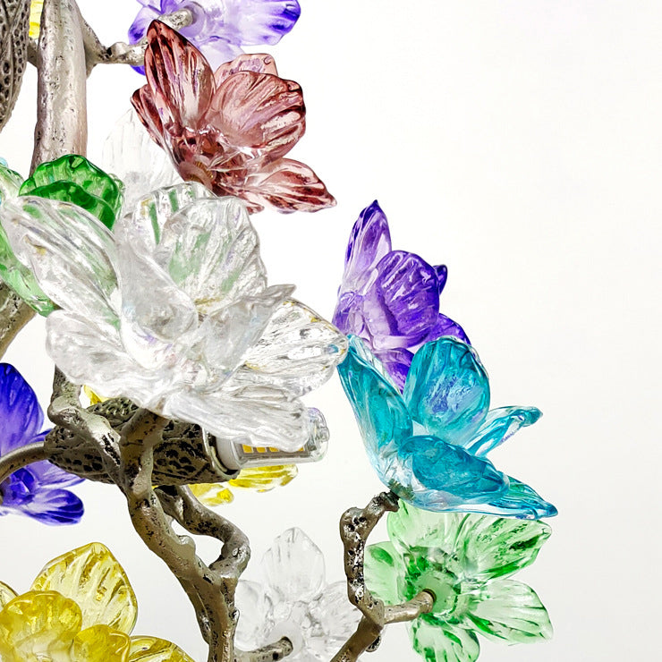 Crystal Glass Flower Maple 4-Light Table Lamp