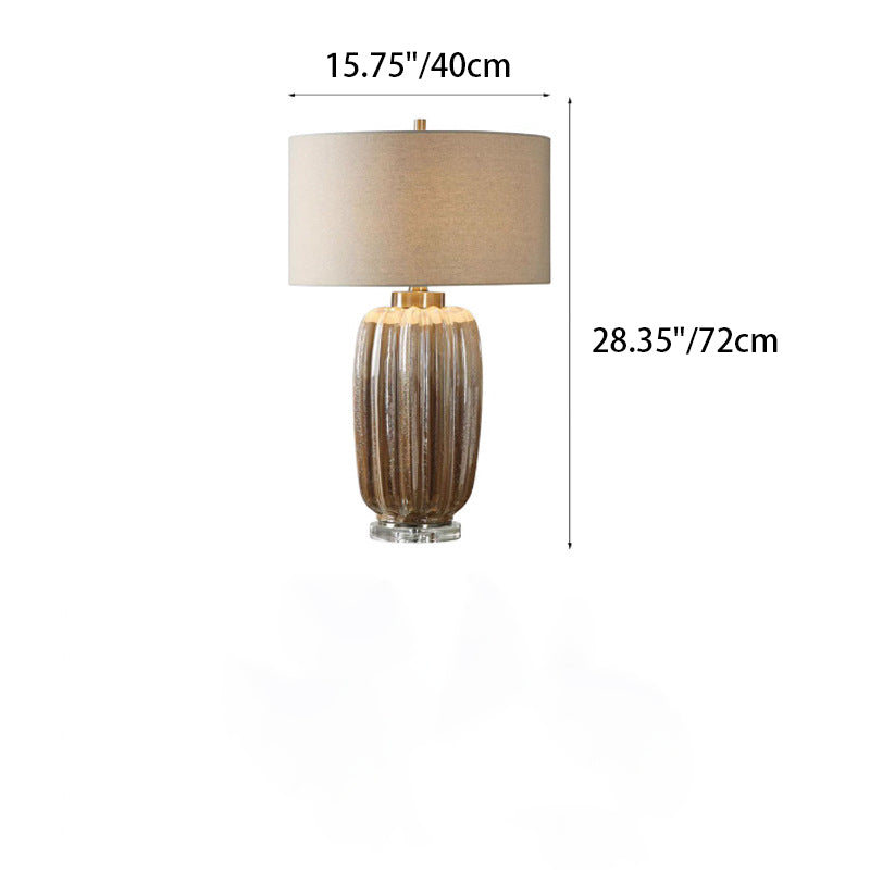 Fabric Cylinder Ceramic Vase Table Lamp
