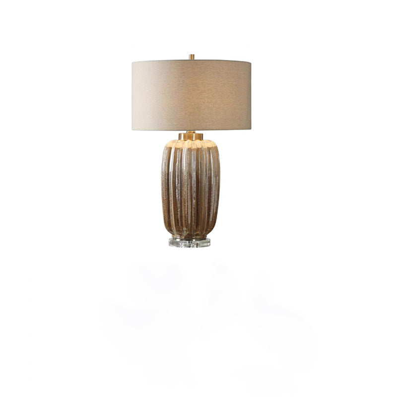 Fabric Cylinder Ceramic Vase Table Lamp
