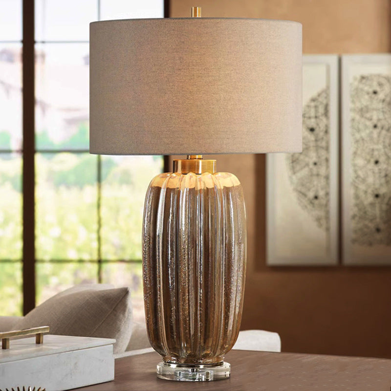 Fabric Cylinder Ceramic Vase Table Lamp