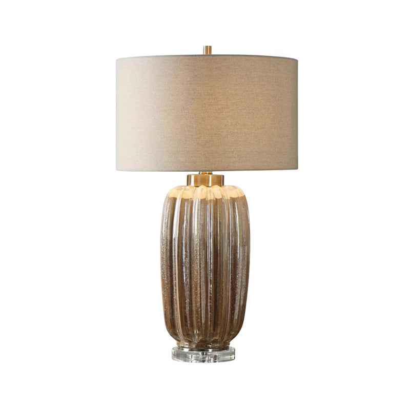 Fabric Cylinder Ceramic Vase Table Lamp