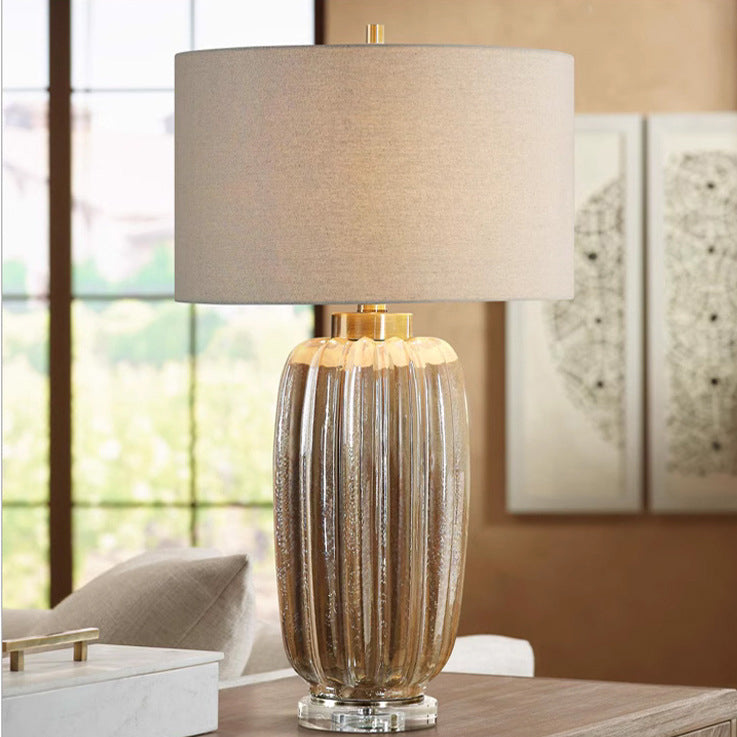 Fabric Cylinder Ceramic Vase Table Lamp