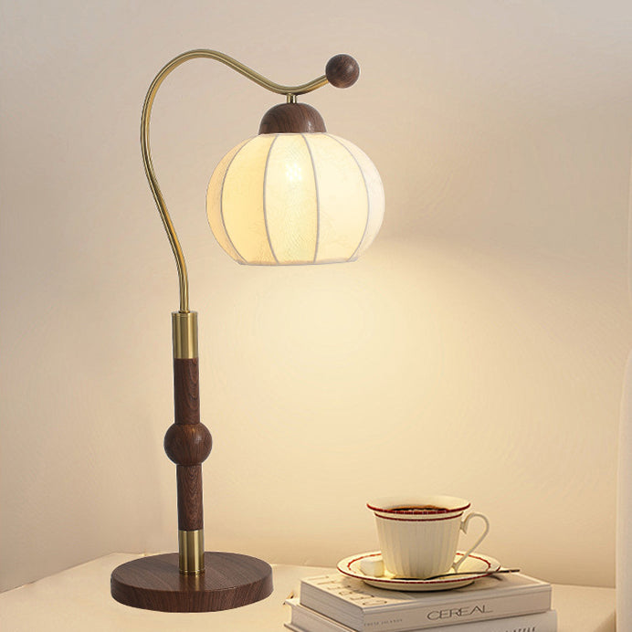 Fabric Lantern Arc Iron Table Lamp