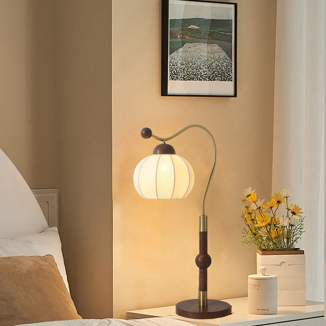 Fabric Lantern Arc Iron Table Lamp