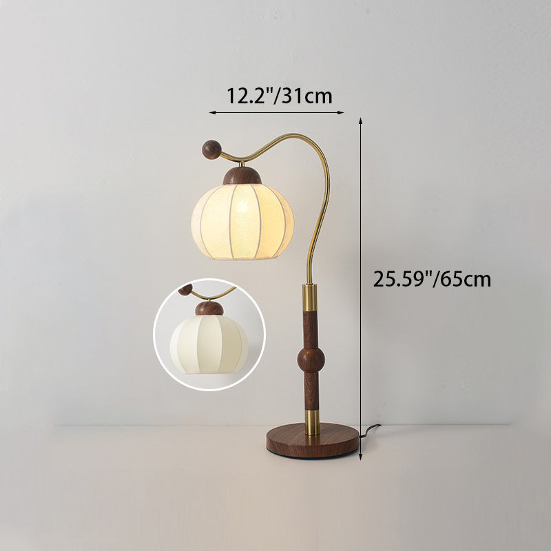 Fabric Lantern Arc Iron Table Lamp