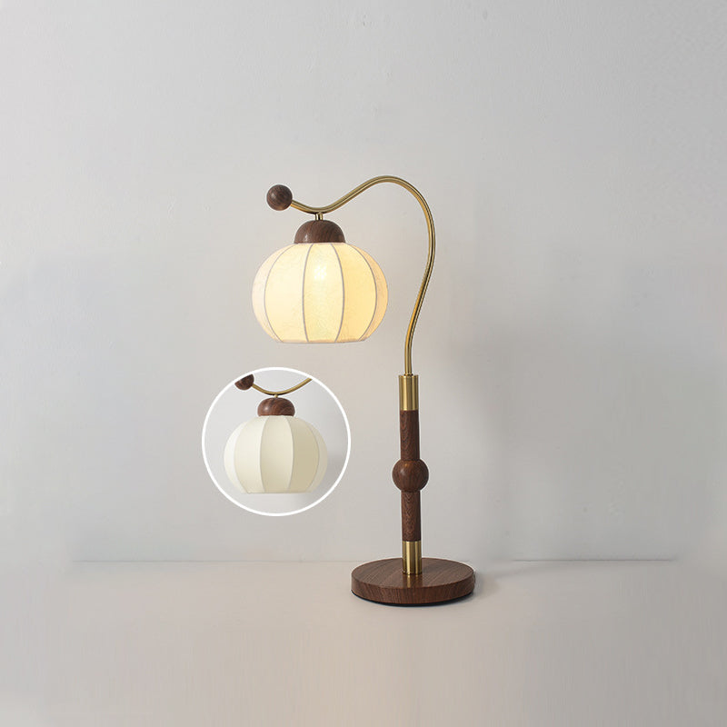 Fabric Lantern Arc Iron Table Lamp