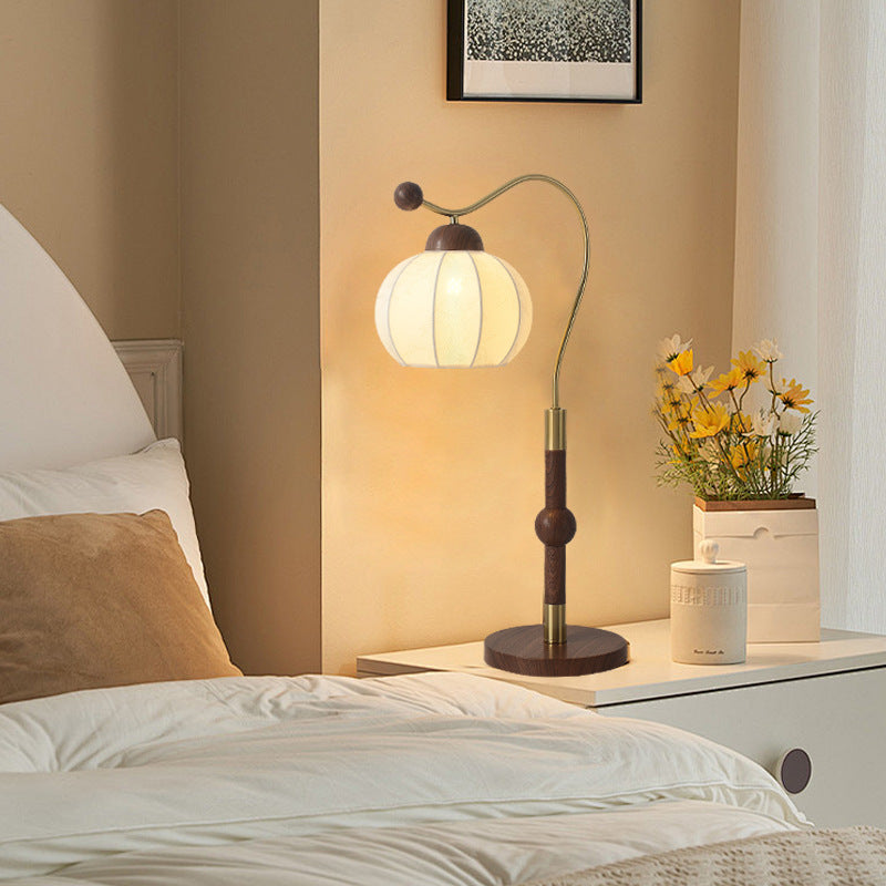 Fabric Lantern Arc Iron Table Lamp