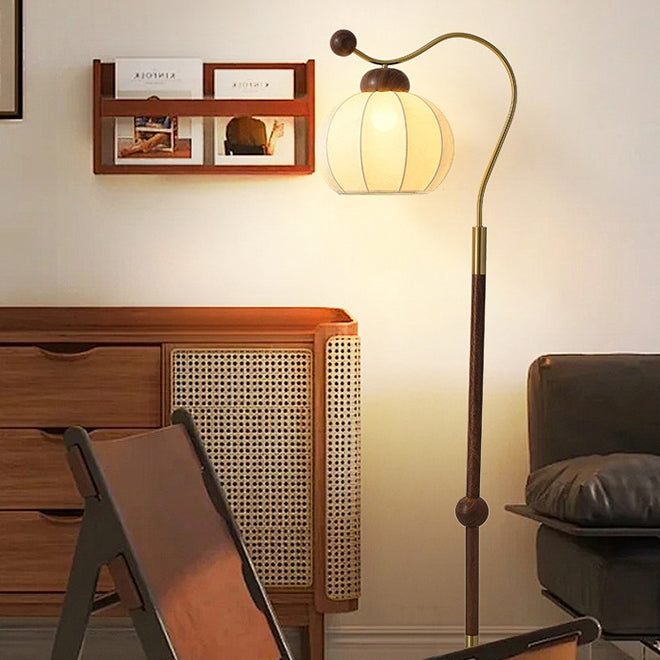 Traditional Vintage Fabric Lantern Floor Lamp