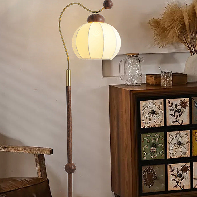 Traditional Vintage Fabric Lantern Floor Lamp