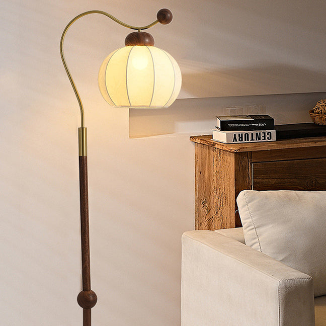 Traditional Vintage Fabric Lantern Floor Lamp