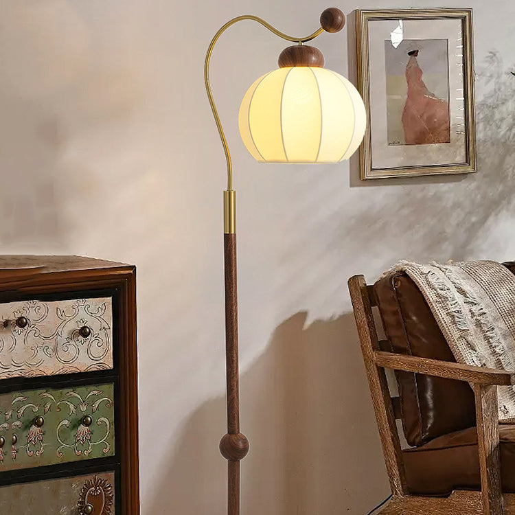 Traditional Vintage Fabric Lantern Floor Lamp