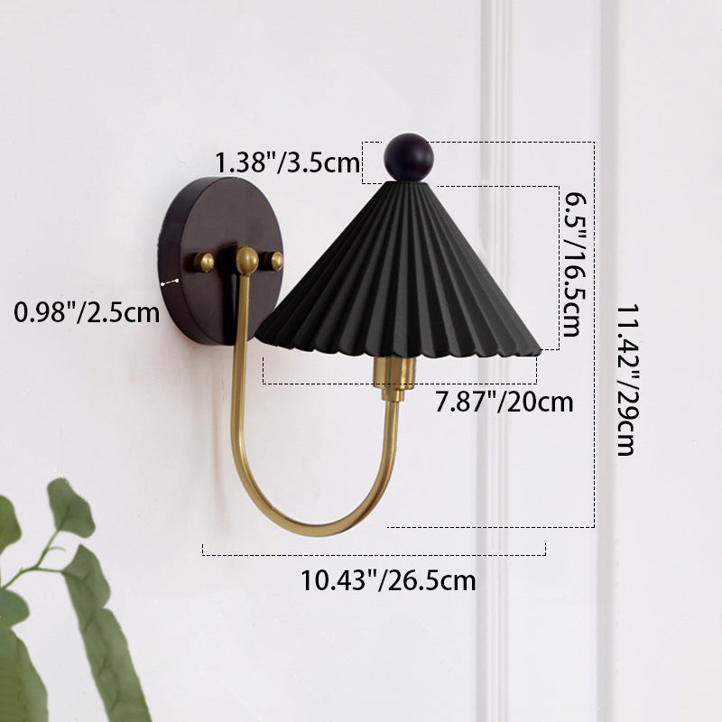 Pleated Ceramic Conical Solid Wall Lamp