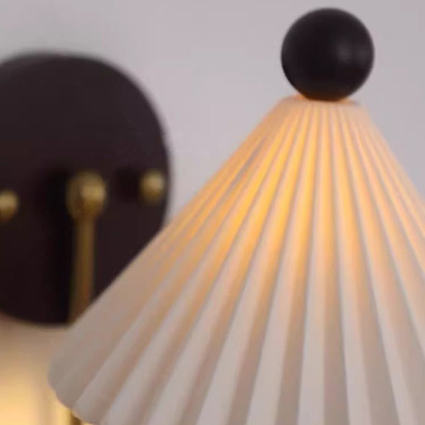 Pleated Ceramic Conical Solid Wall Lamp