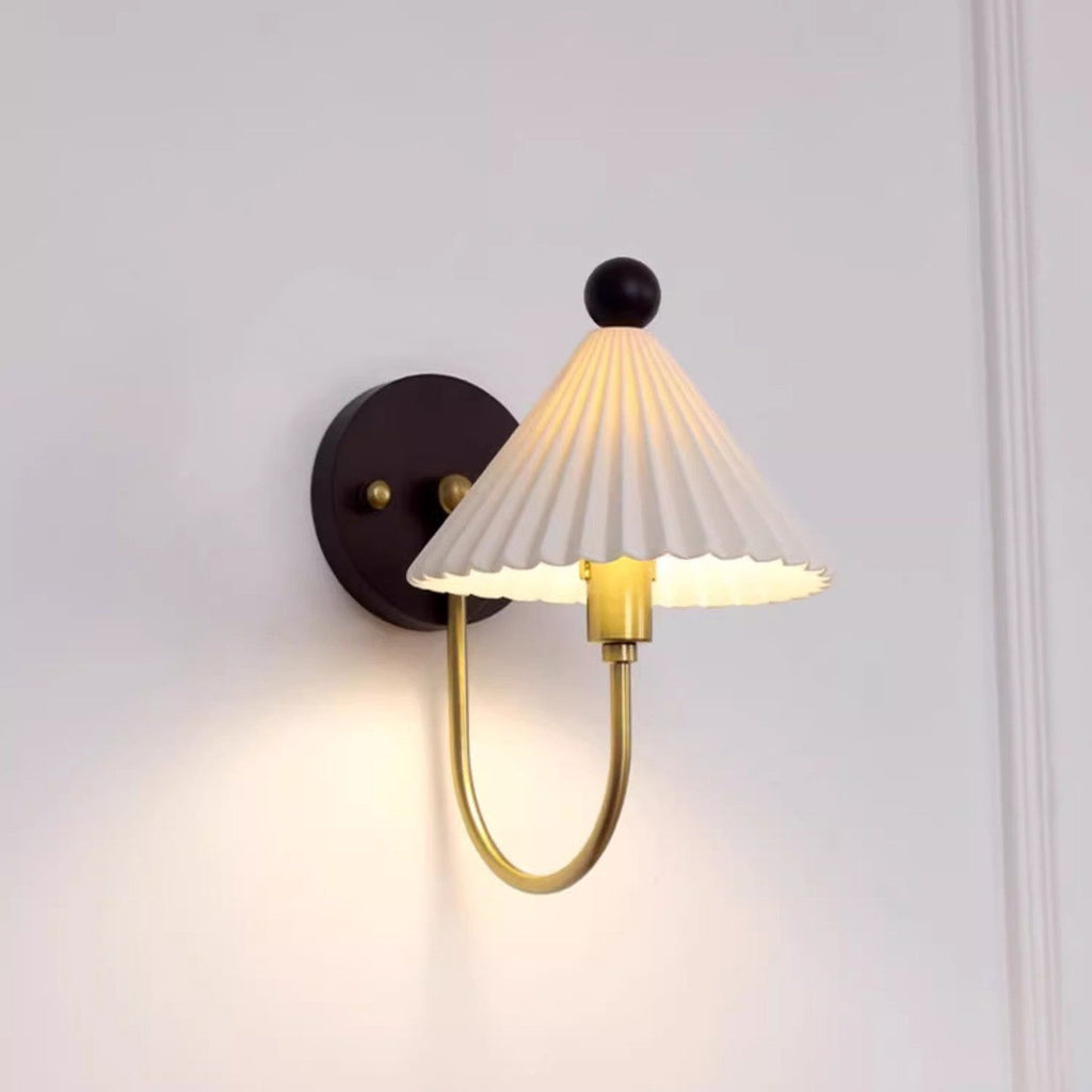 Pleated Ceramic Conical Solid Wall Lamp