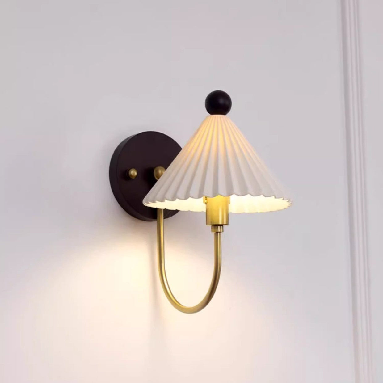 Pleated Ceramic Conical Solid Wall Lamp