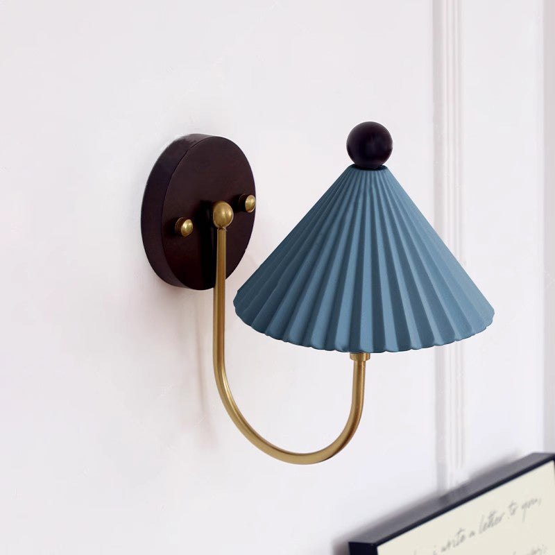 Pleated Ceramic Conical Solid Wall Lamp