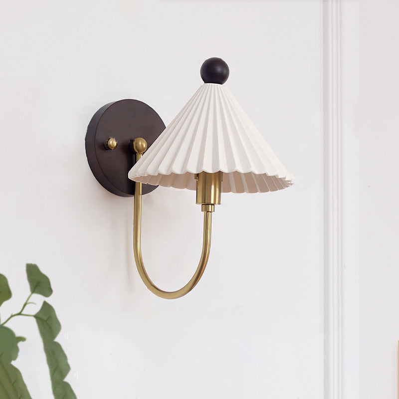 Pleated Ceramic Conical Solid Wall Lamp