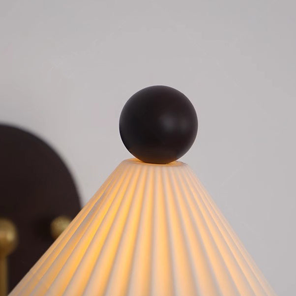 Pleated Ceramic Conical Solid Wall Lamp