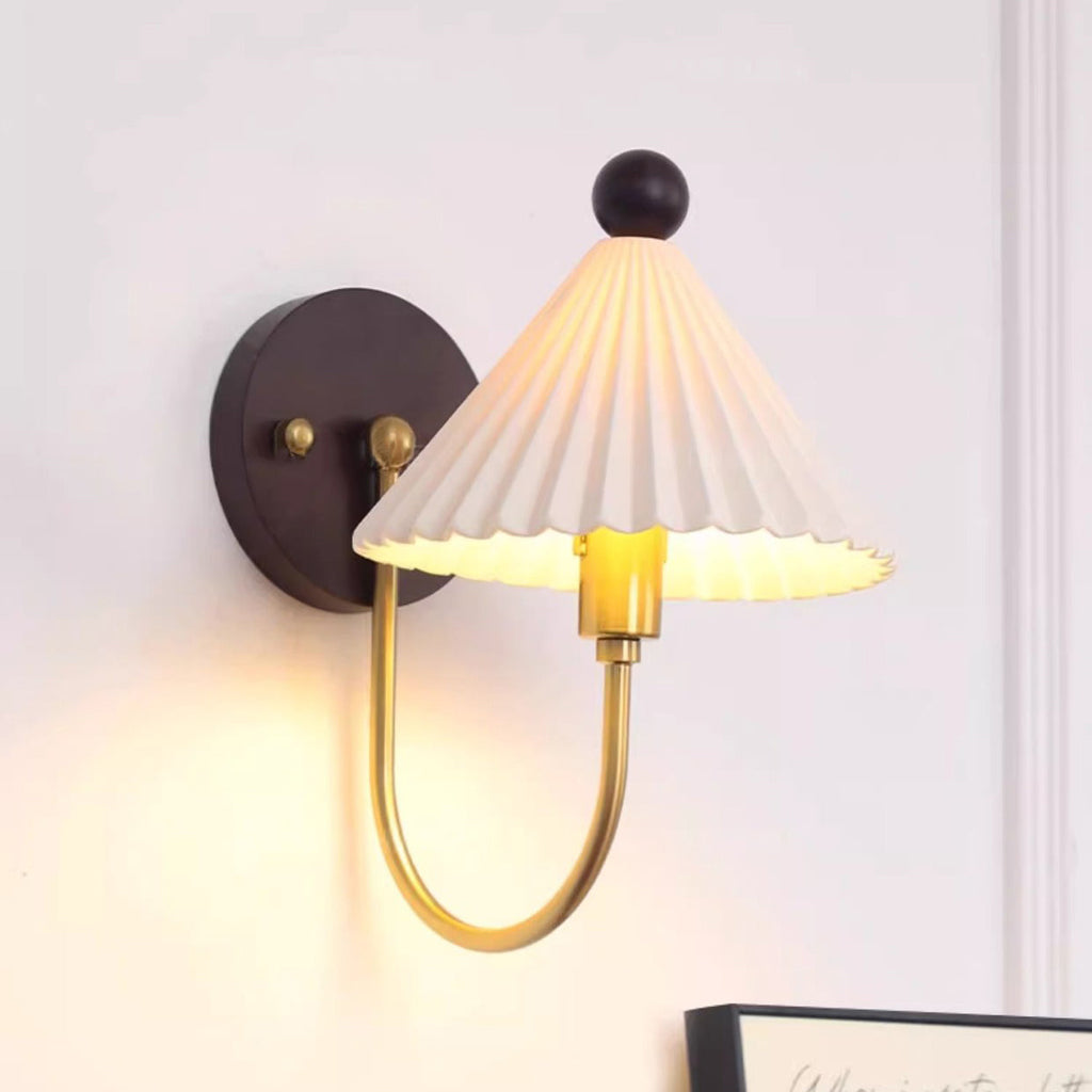Pleated Ceramic Conical Solid Wall Lamp