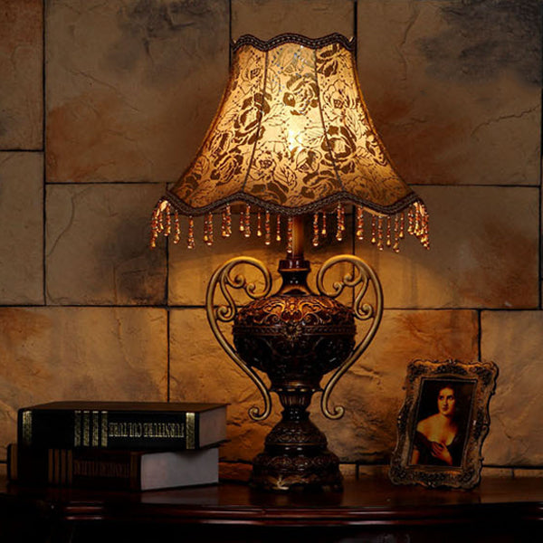 Palace Lace Fabric Tassel Table Lamp