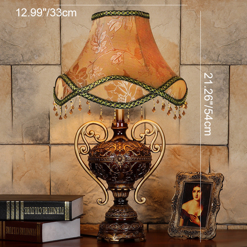 Palace Lace Fabric Tassel Table Lamp