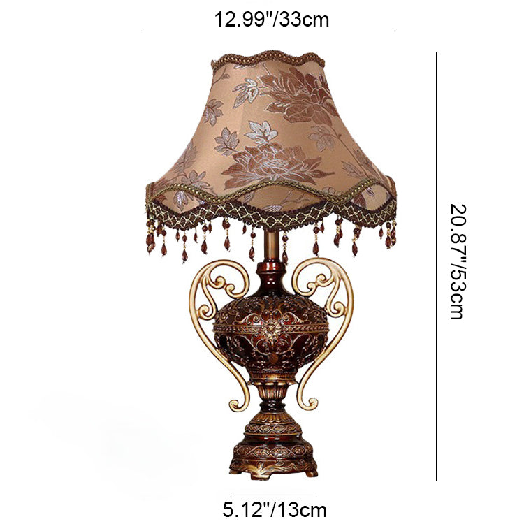 Palace Lace Fabric Tassel Table Lamp