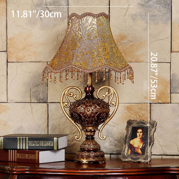 Palace Lace Fabric Tassel Table Lamp