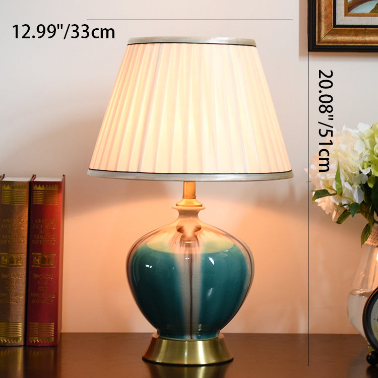 Pleated Fabric Ceramic Vase Table Lamp