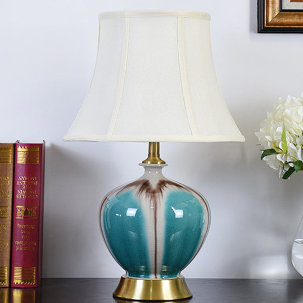 Pleated Fabric Ceramic Vase Table Lamp