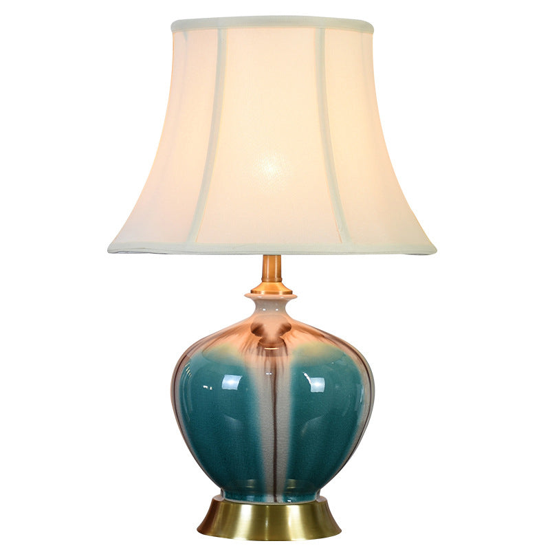 Pleated Fabric Ceramic Vase Table Lamp