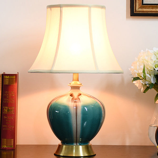 Pleated Fabric Ceramic Vase Table Lamp