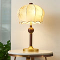 Flower Pattern Fabric Wood 2-Light Table Lamp