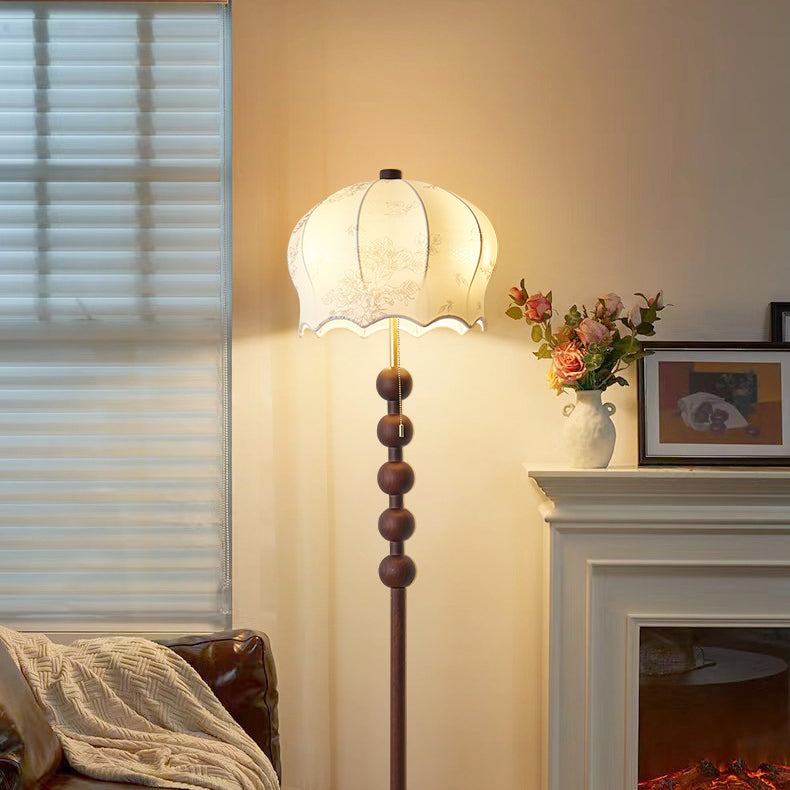 Traditional Vintage Flower Pattern 3-Light Floor Lamp