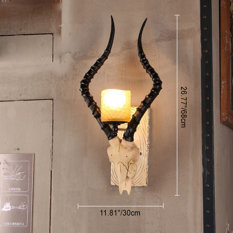 Resin Animal Antlers Glass Wall Lamp