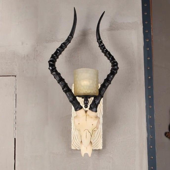 Resin Animal Antlers Glass Wall Lamp