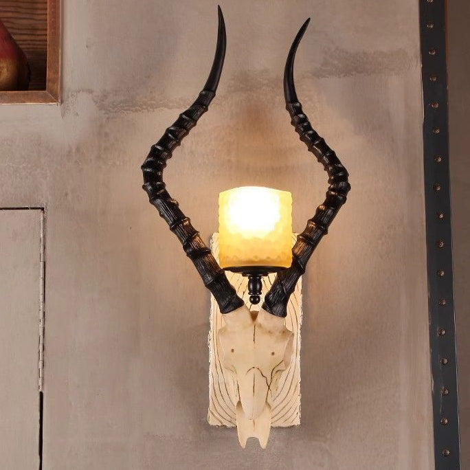 Resin Animal Antlers Glass Wall Lamp