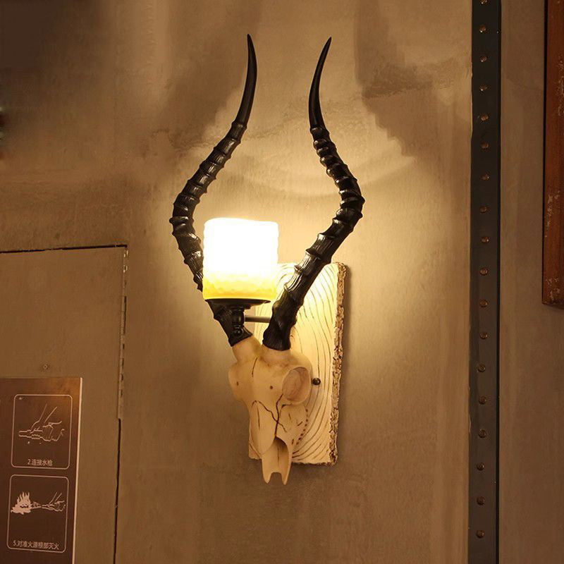 Resin Animal Antlers Glass Wall Lamp