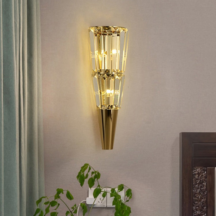 Stainless Steel Stacked Crystal 5-Light Wall Lamp