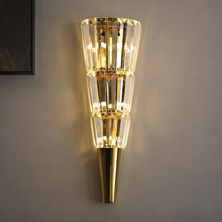 Stainless Steel Stacked Crystal 5-Light Wall Lamp