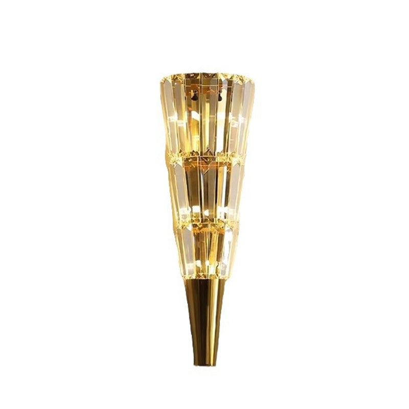 Stainless Steel Stacked Crystal 5-Light Wall Lamp