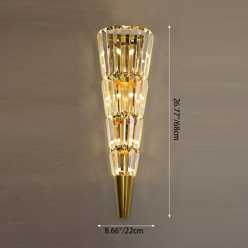 Stainless Steel Stacked Crystal 5-Light Wall Lamp