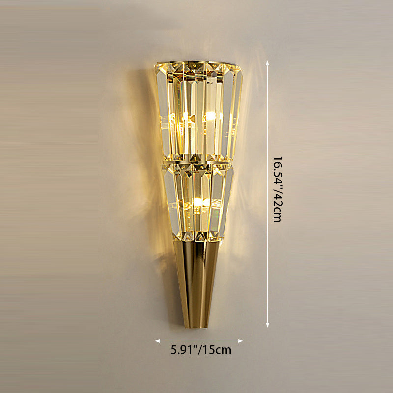 Stainless Steel Stacked Crystal 5-Light Wall Lamp