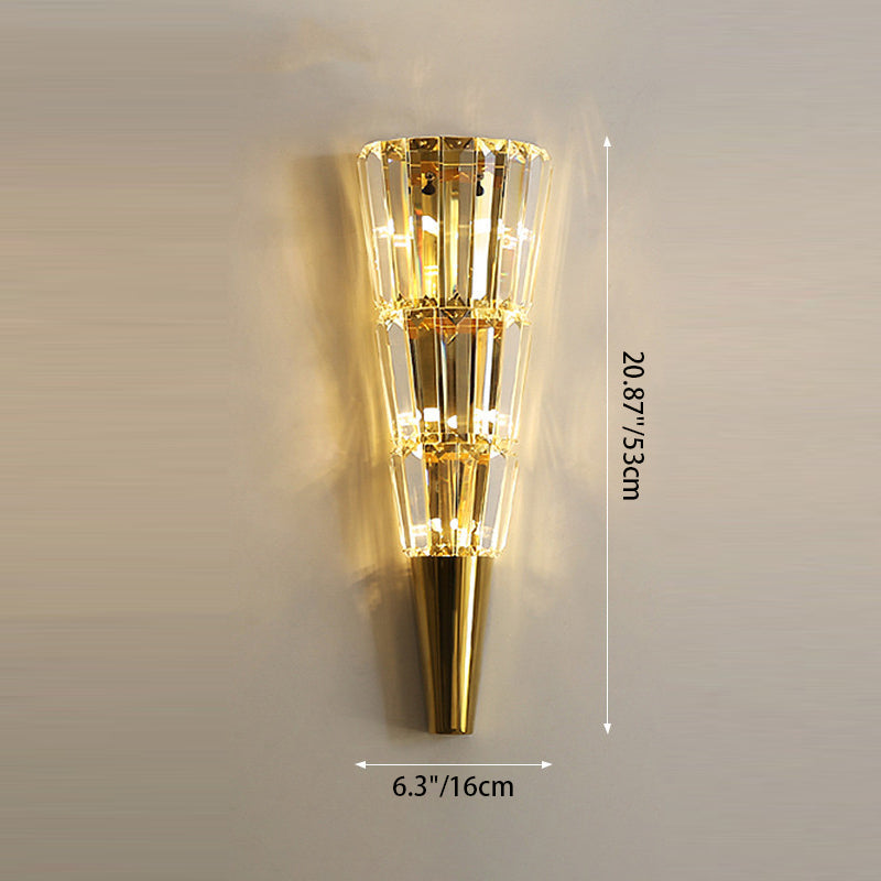 Stainless Steel Stacked Crystal 5-Light Wall Lamp