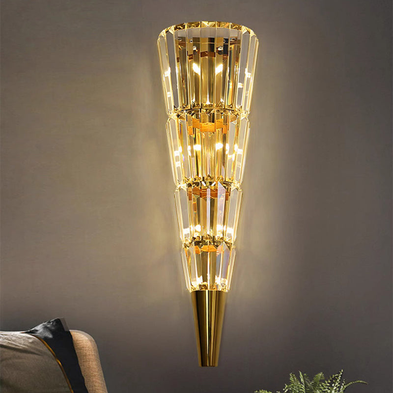 Stainless Steel Stacked Crystal 5-Light Wall Lamp