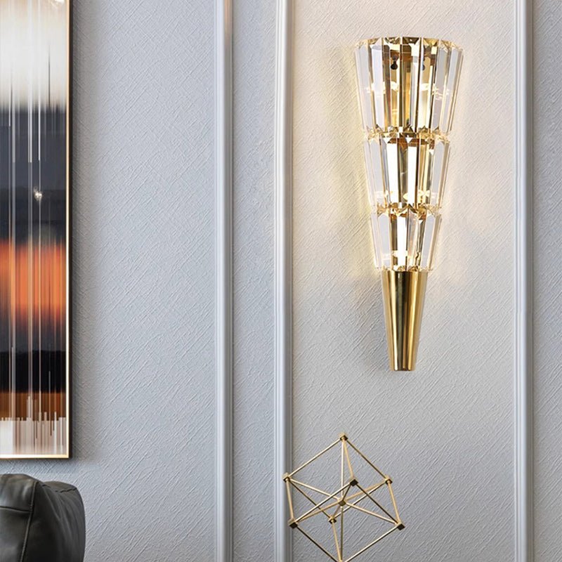Stainless Steel Stacked Crystal 5-Light Wall Lamp