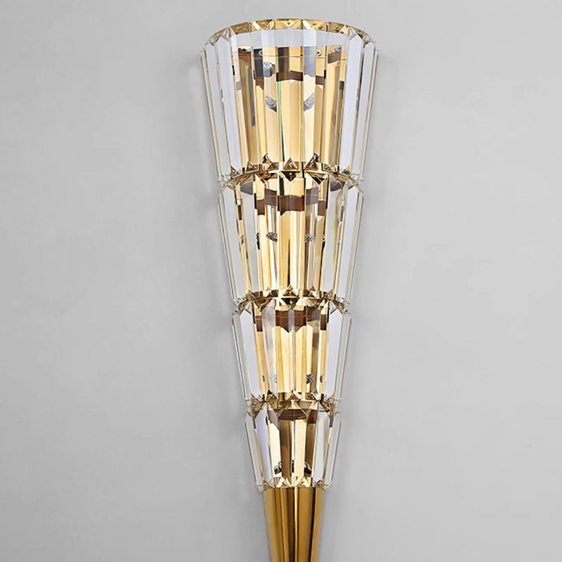 Stainless Steel Stacked Crystal 5-Light Wall Lamp