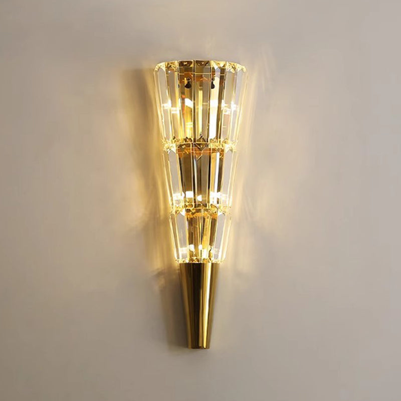 Stainless Steel Stacked Crystal 5-Light Wall Lamp