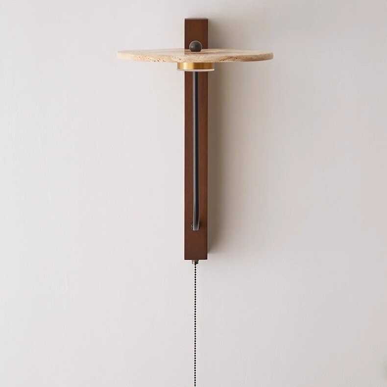 Solid Wood Column Travertine Wall Lamp
